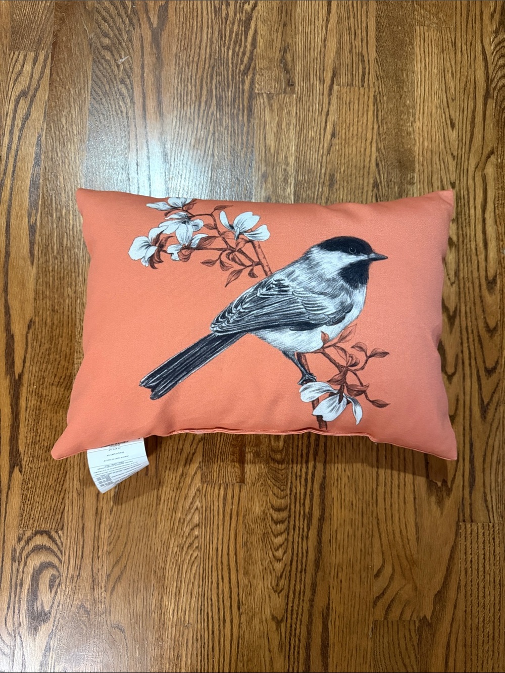 Coral Bird Decorative Throw Pillow - Floral Accent